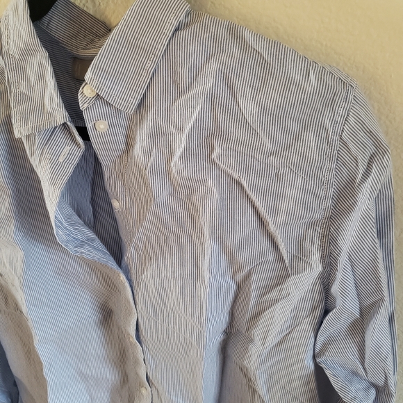 Everlane The Silky Cotton Relaxed Shirt Blue White Stripe 12 - Picture 5 of 9